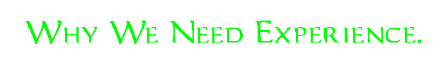 Why we need experience